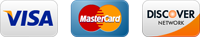 We accept most major credit cards: Visa, Master Card and Discover